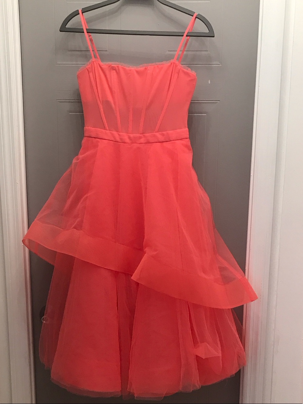 BCBG Max Azria Coral Tulle Fit & Flare Cocktail Party Dress